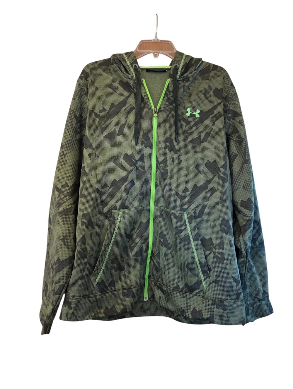 Under Armour Full Zip Hoodie Green Gorpcore Fleece Loose Outdoor Size Large